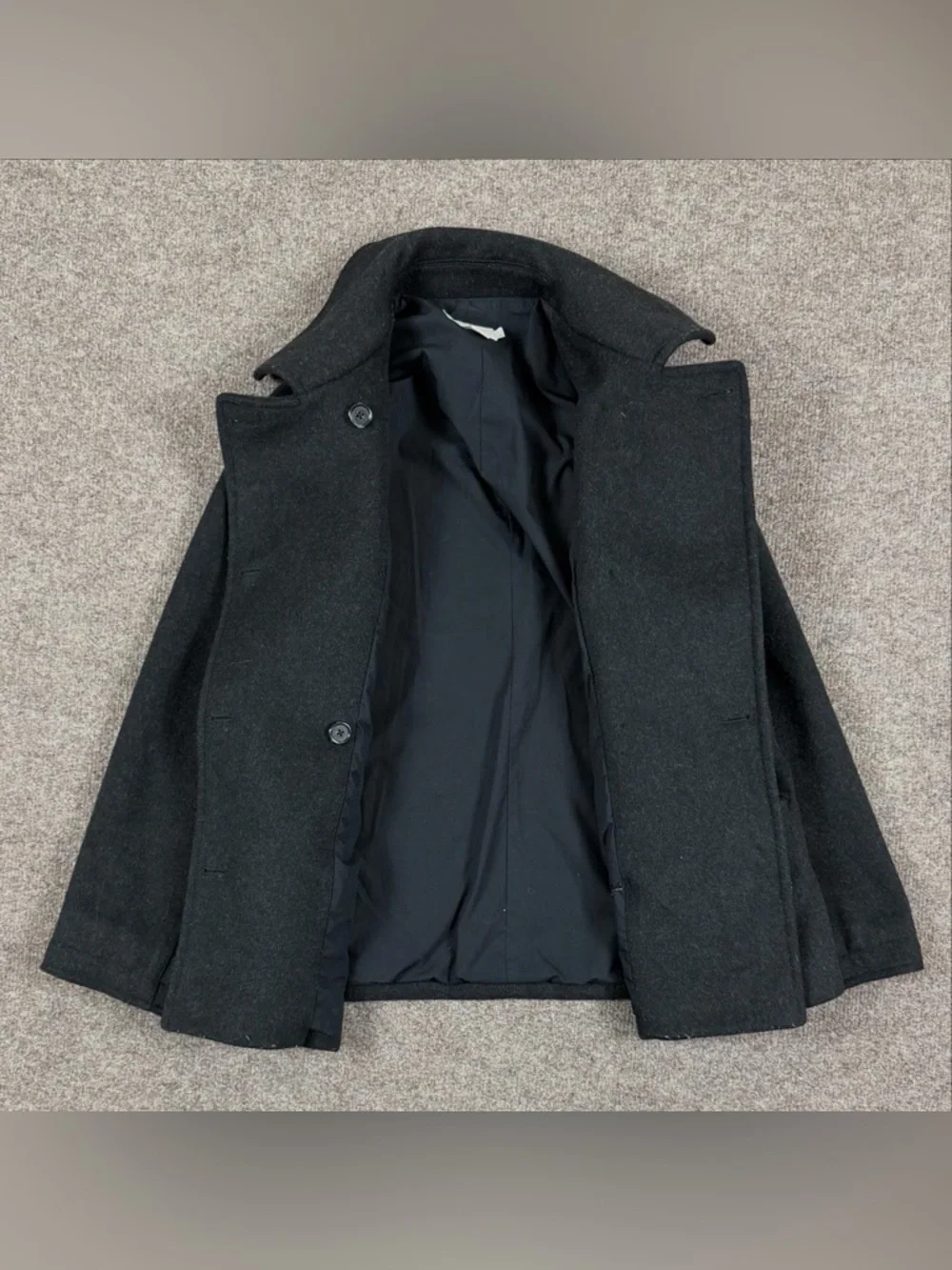 J Crew Grey Wool Blend Pea Coat Women’s Medium Double Breasted Mid Length Preppy - Picture 3 of 9
